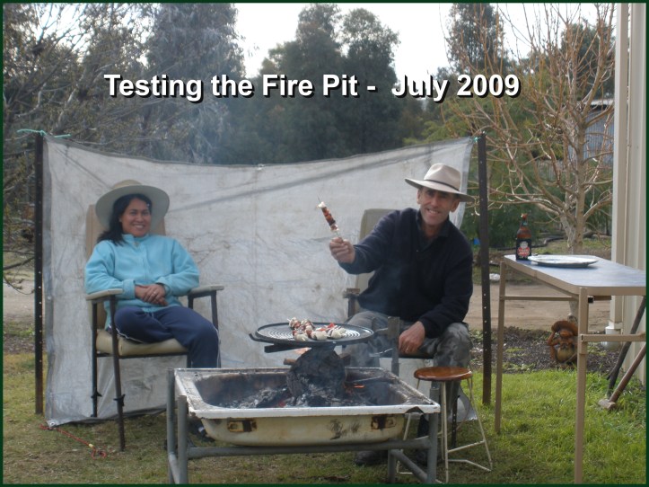 Testing out the fire pit with a barbeque lunch.