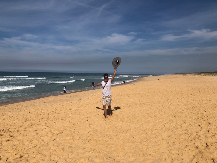 Mallie feeling at home on the Main Beach at Lakes Entrance.