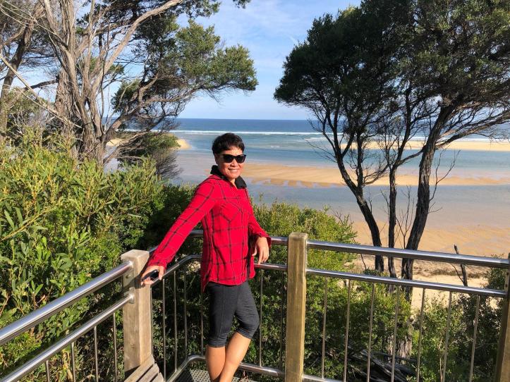 Mallie looking "cool" at the Marlo Snowy River Lookout.