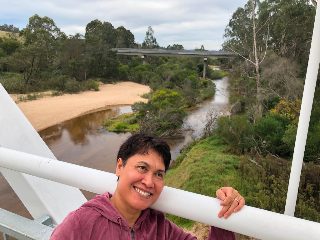 The historic bridge over the Genoa River with the Princes Highway bridge behind.