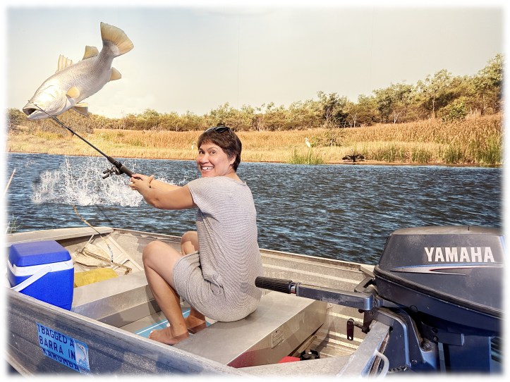 Mallie fishing at the Barramundi Discovery Centre, Karumba Queensland