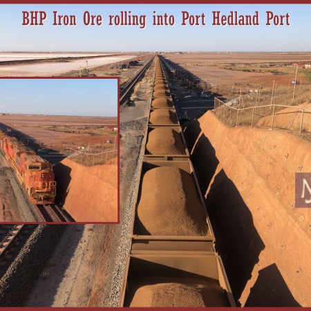 BHP Iron Ore rolling into Port Hedland Port, Western Australia