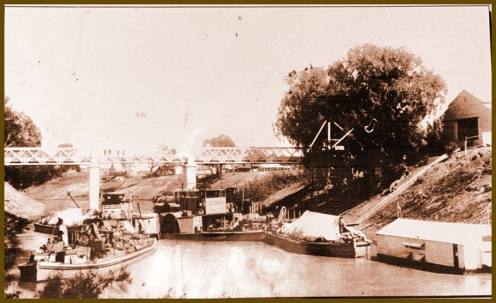 Paddlesteamers at Port, Wilcannia, New South Wales - 1920