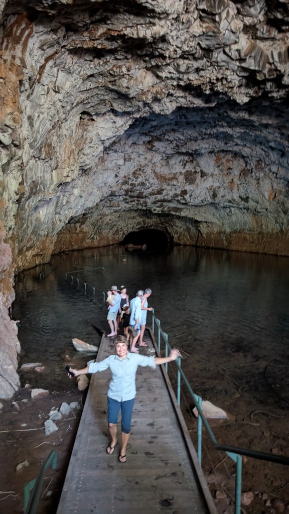 Mallie inspecting the Undara Lava Tubes, Mt Surprise, Queensland