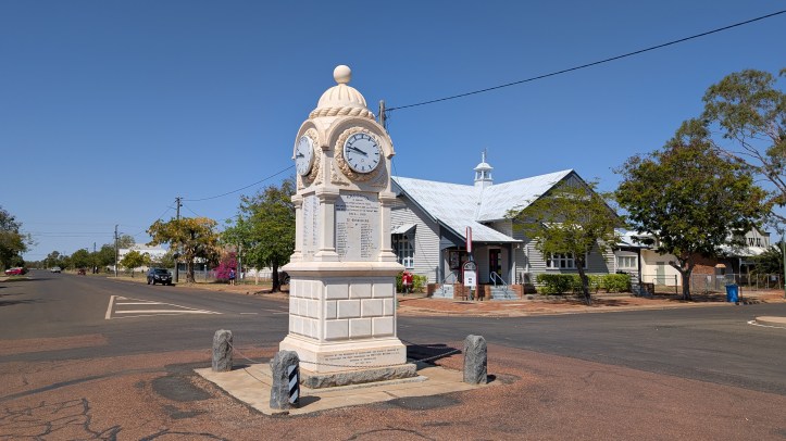 Great War Memorial with the Post Office in the background, Barcaldine, Queensland